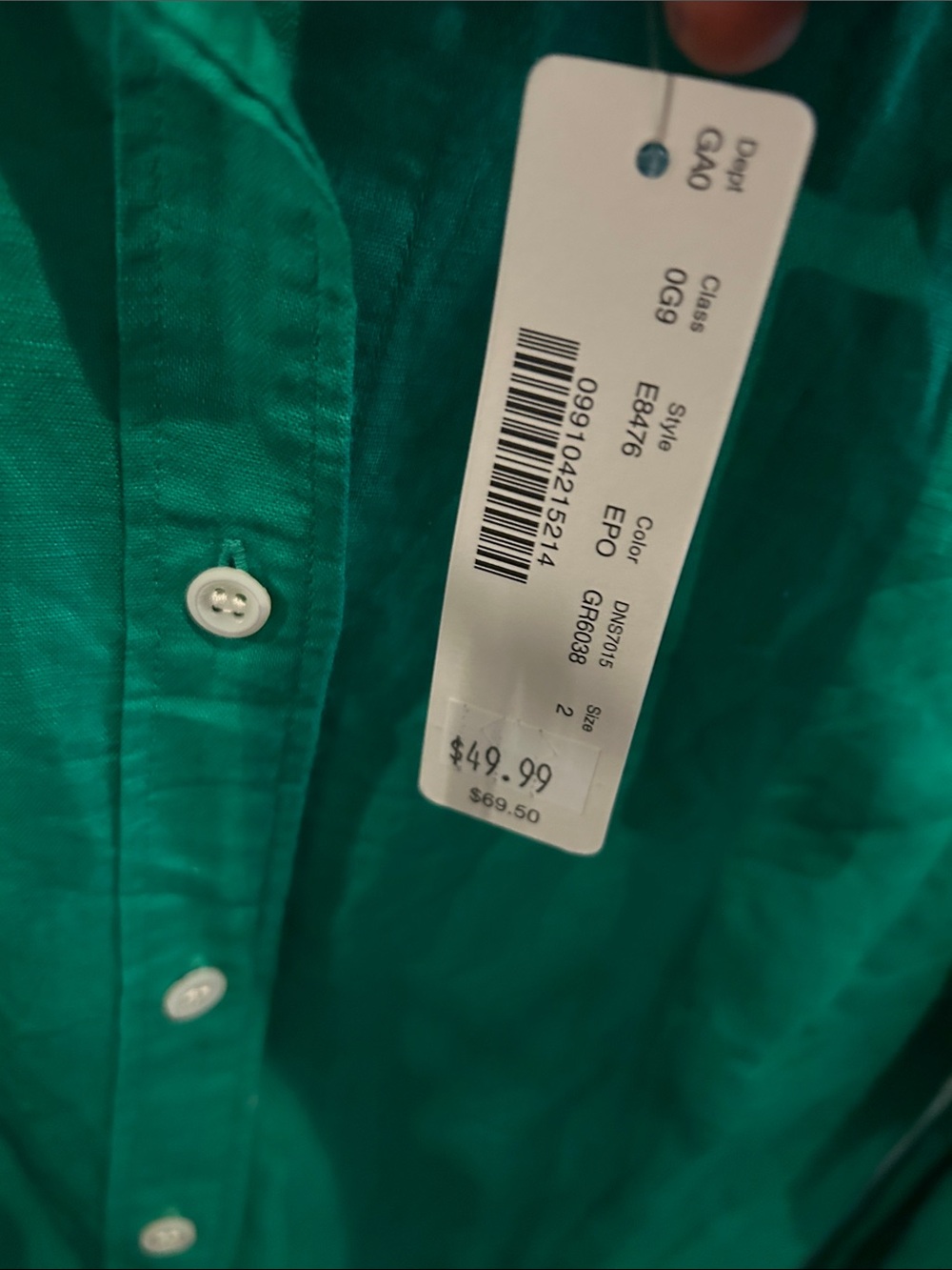 J. Crew women’s Green Long-Sleeve Button-Up Shirt - Picture 4 of 4